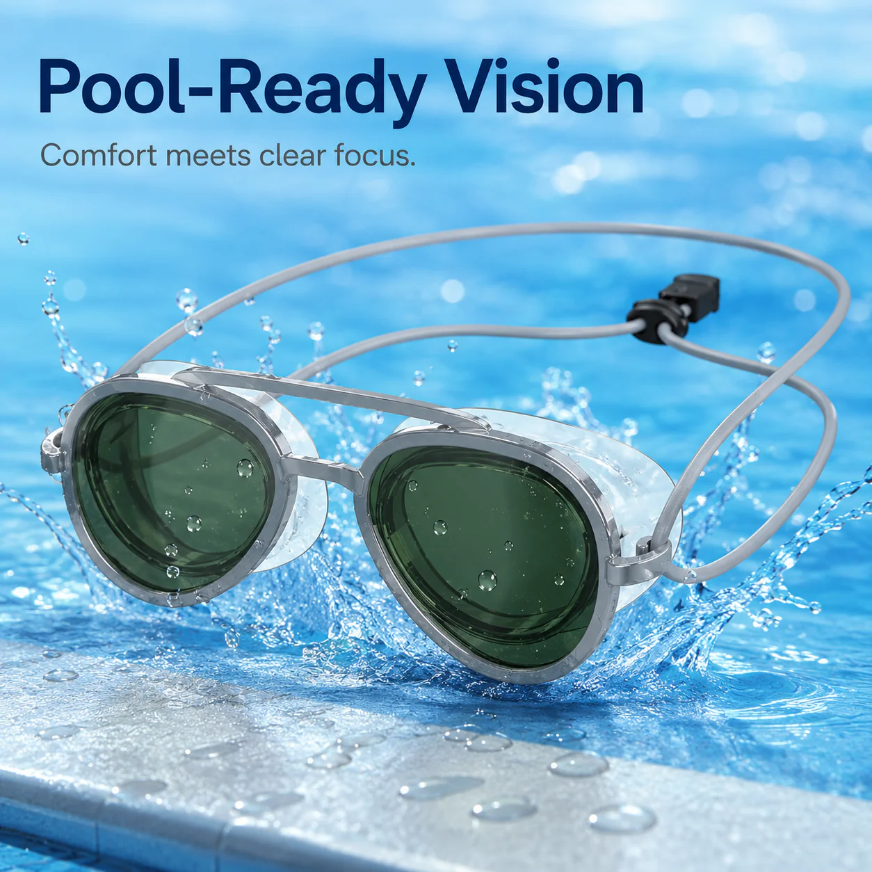 Premium Aviator Swim GogglesAnti-Leak Wide View TrainingMask