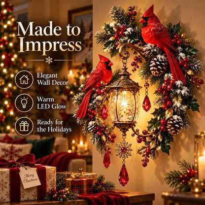 🔥Cardinal Christmas Lantern Glow™ – Lighted Holiday Wall Decor