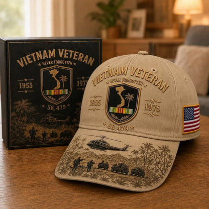 ⭐️Vietnam Veteran Never Forgotten 1955–1975 Commemorative Cap 🇺🇸