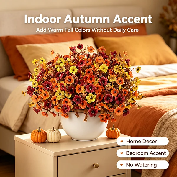 Fall Artificial Flower Halloween 12pcs, UV Resistant Colorful Fake Flower