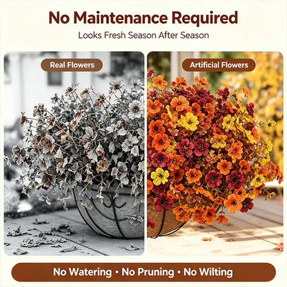 Fall Artificial Flower Halloween 12pcs, UV Resistant Colorful Fake Flower