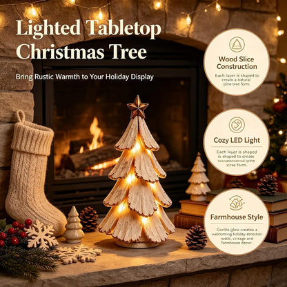 Vintage Lighted Christmas Tree Figurine for Mantels and Shelves