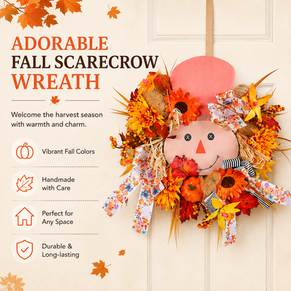 Fall Favorite - Lighted Scarecrow Front Door Wreath