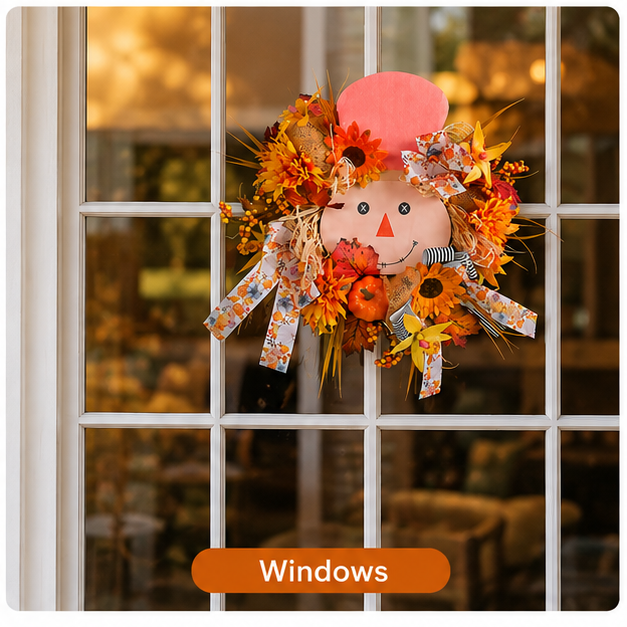 Fall Favorite - Lighted Scarecrow Front Door Wreath