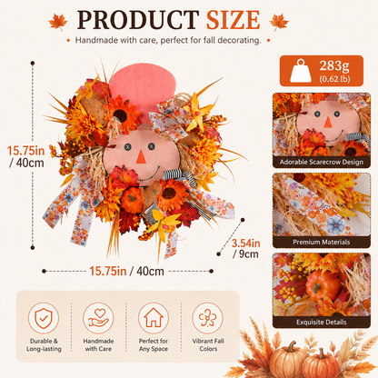 Fall Favorite - Lighted Scarecrow Front Door Wreath