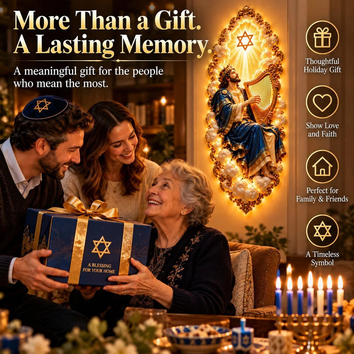 ✡️ Jewish Heritage Illuminated Wall Art | 3 Biblical-Inspired Designs