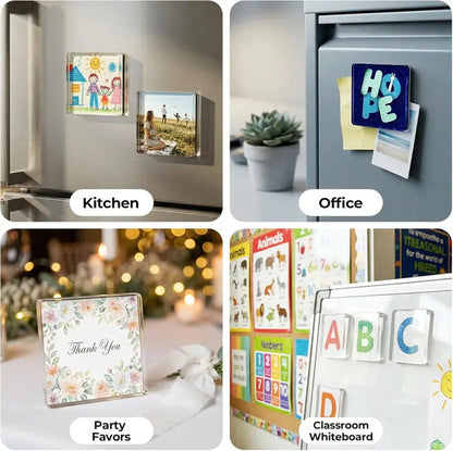 10-Pcs Magnetic Clear Acrylic Photo Frames DIY Fridge Magnets