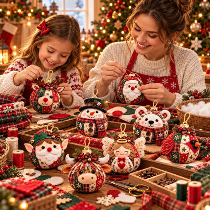 🎄Beginner-Friendly Cozy Patchwork Christmas Ornament Collection | 8 Festive Character Designs for Trees, Wreaths & Holiday Gifts ✨