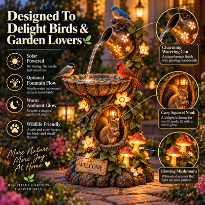 🌿 🐿️Solar Wildlife Garden Fountain – A Peaceful Stop for Birds & Squirrels