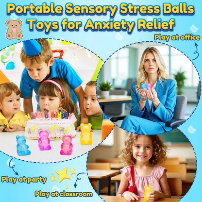 1/4 Counts Gummy Bear - Sensory Fidget Toywith Jelly-Like Filling, Squeeze Toys, StressToys, Stress Relief Toys, Fidget Toy, BirthdayGifts, Gift Bag Stuffing