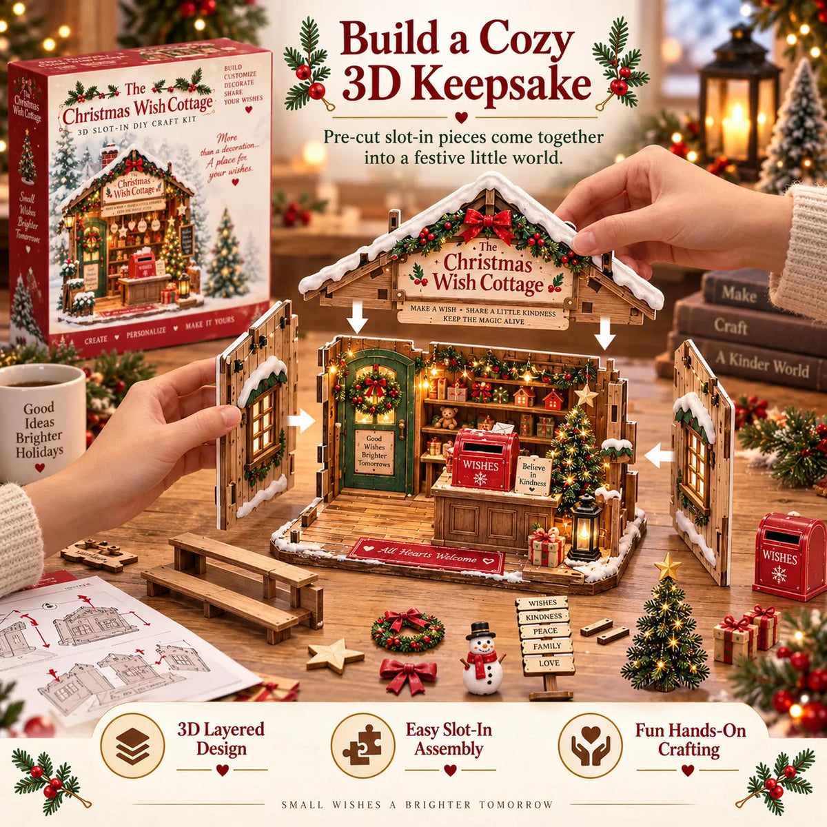 🎄 The Christmas Wish Cottage™-3D Slot-In DIY Christmas Craft Kit