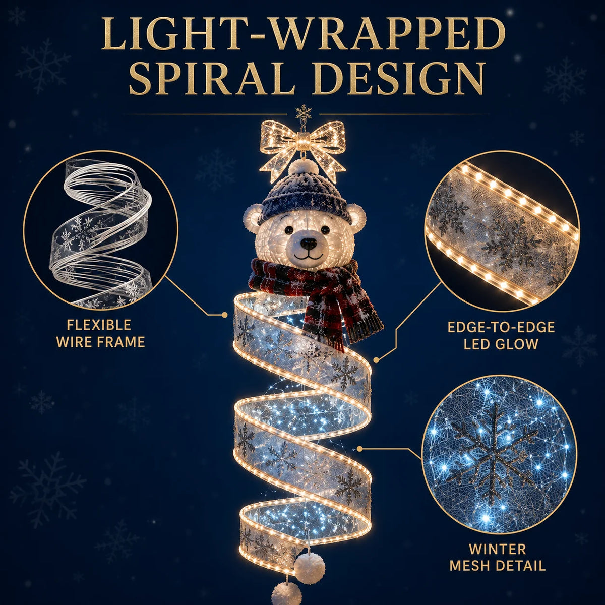 🎄 Christmas Magic Spiral Hanging LED Light – Festive Christmas Tree Decoration