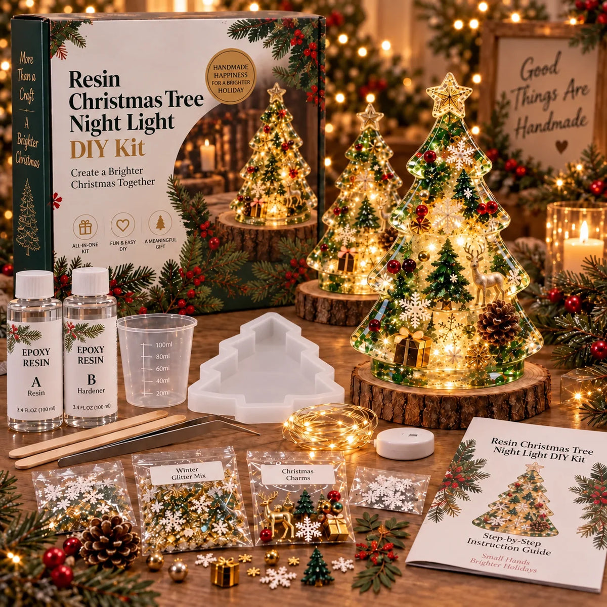 🎄 DIY Christmas Tree Night Light Kit — 💕 Step-by-Step Guide Included