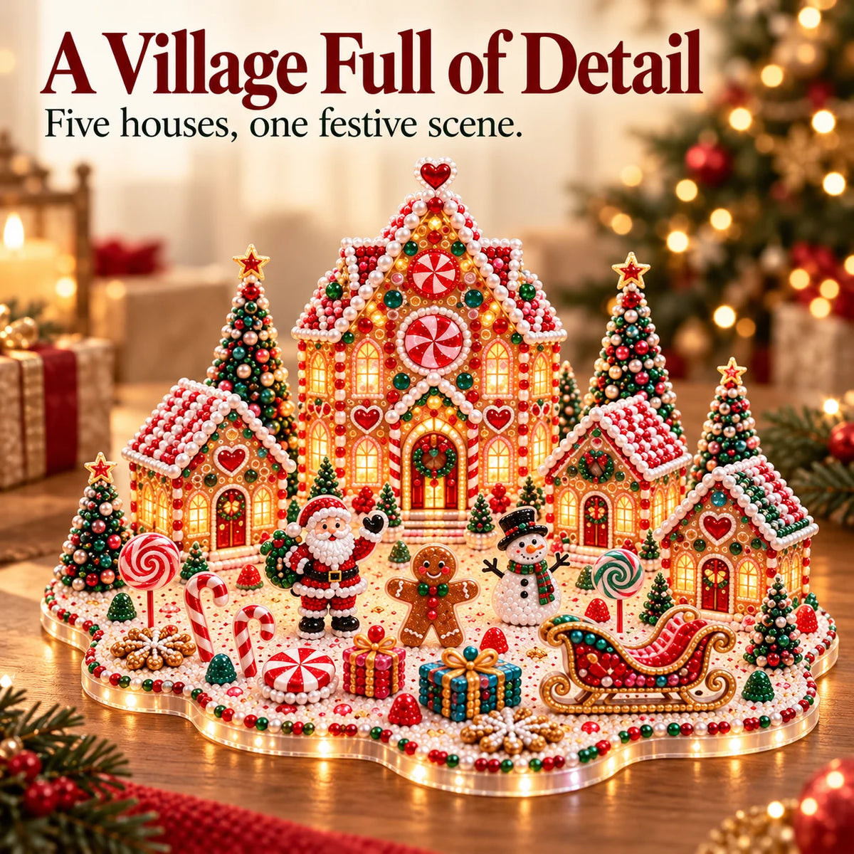 Magical Christmas Village – DIY Rhinestone Set for Festive Table Decor