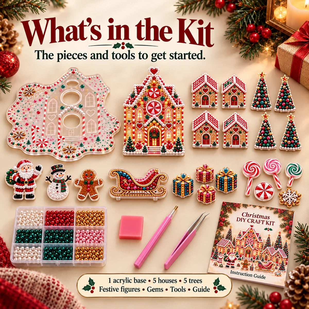 Magical Christmas Village – DIY Rhinestone Set for Festive Table Decor
