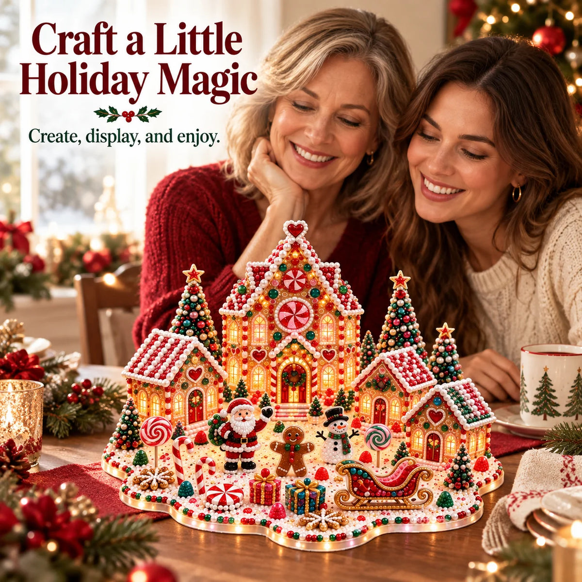 Magical Christmas Village – DIY Rhinestone Set for Festive Table Decor