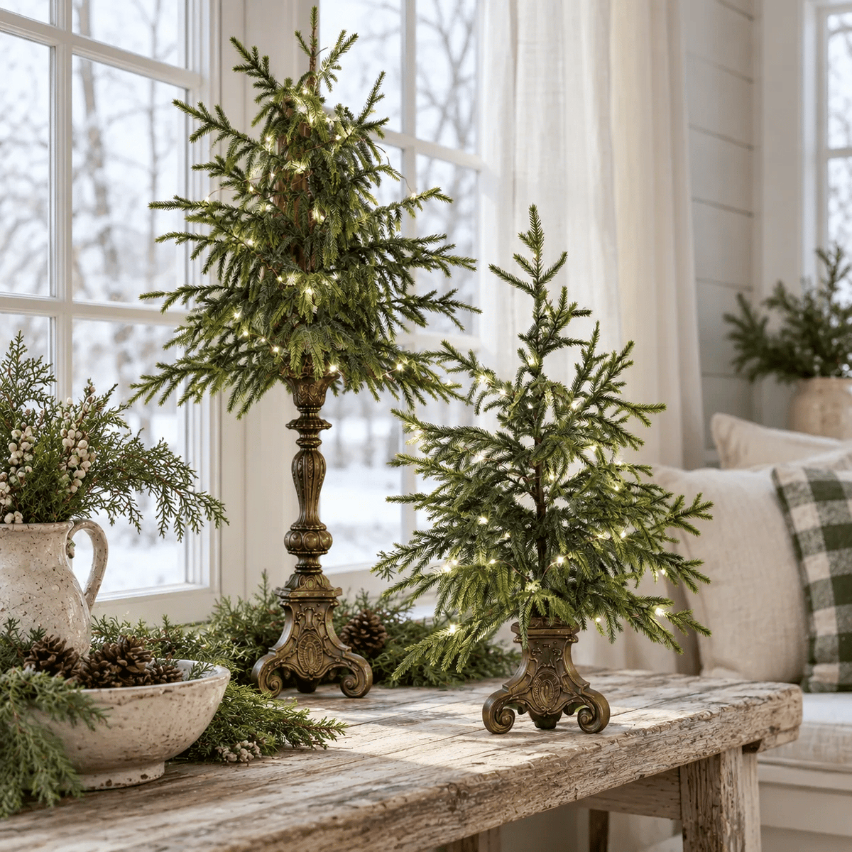 Vintage Lighted Norfolk Pine Trees