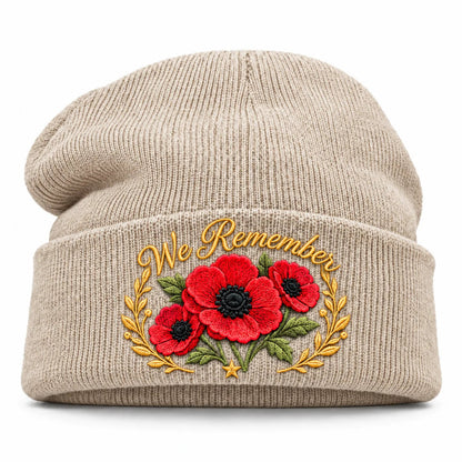 🌺 Lest We Forget — Poppy Tribute Remembrance Beanie