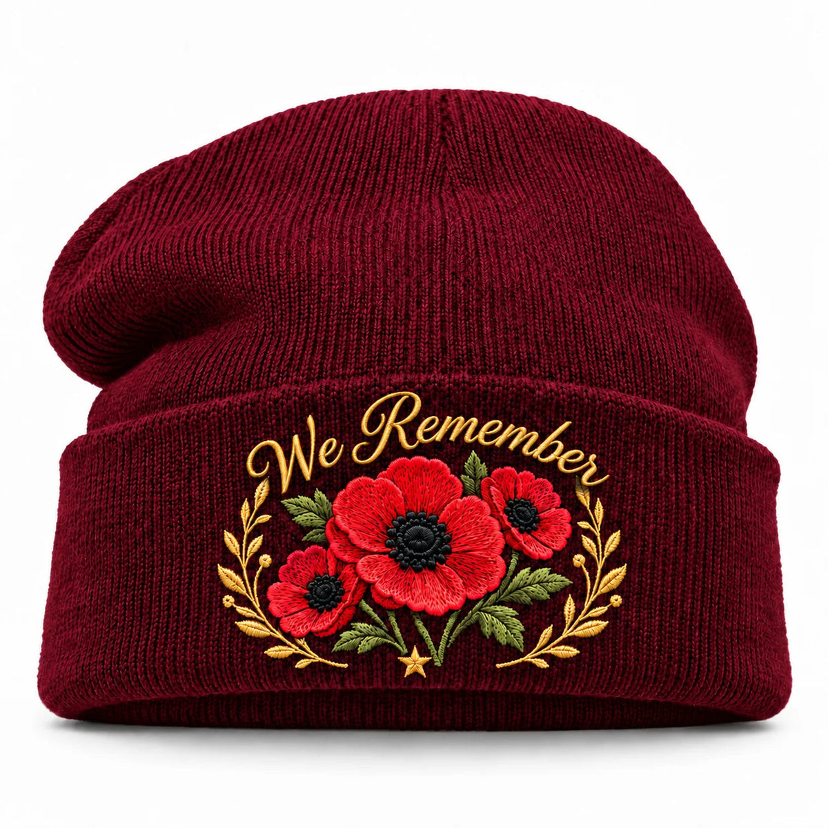 🌺 Lest We Forget — Poppy Tribute Remembrance Beanie