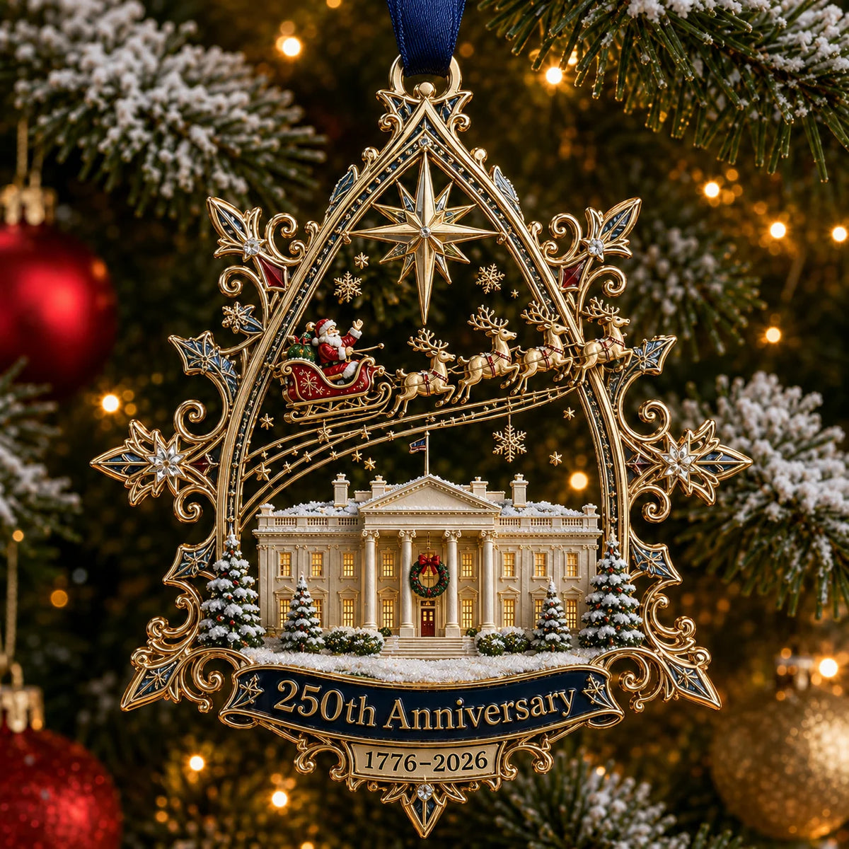 🔥250th Anniversary: Santa Flying Over the White House on a Snowy Night