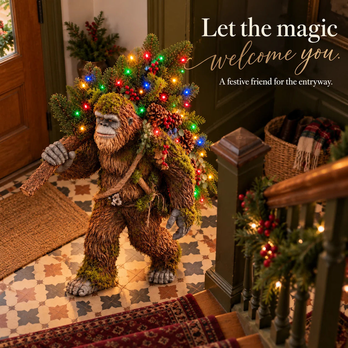🎄 Woodland Sasquatch – Lighted Christmas Porch Decor