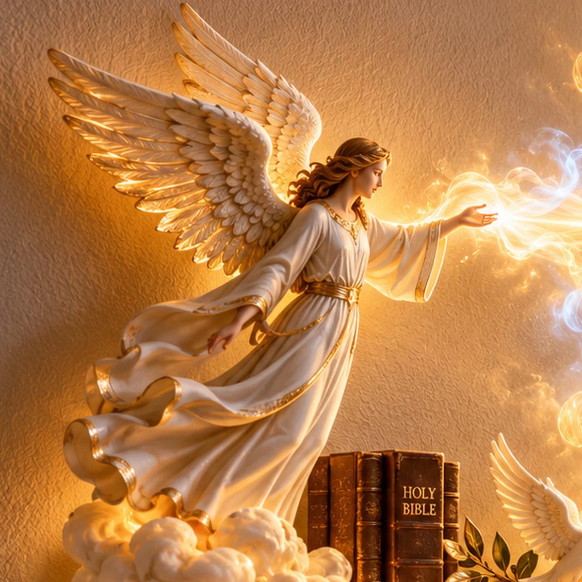 ✝️✨ Divine Light of Faith™ – 3D Lighted Jesus & Angel Wall Art with Glowing Cross