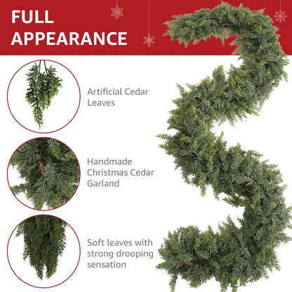 2-Pack Pre-Lit Artificial Cedar Hanging Garland Set with Remote Switch