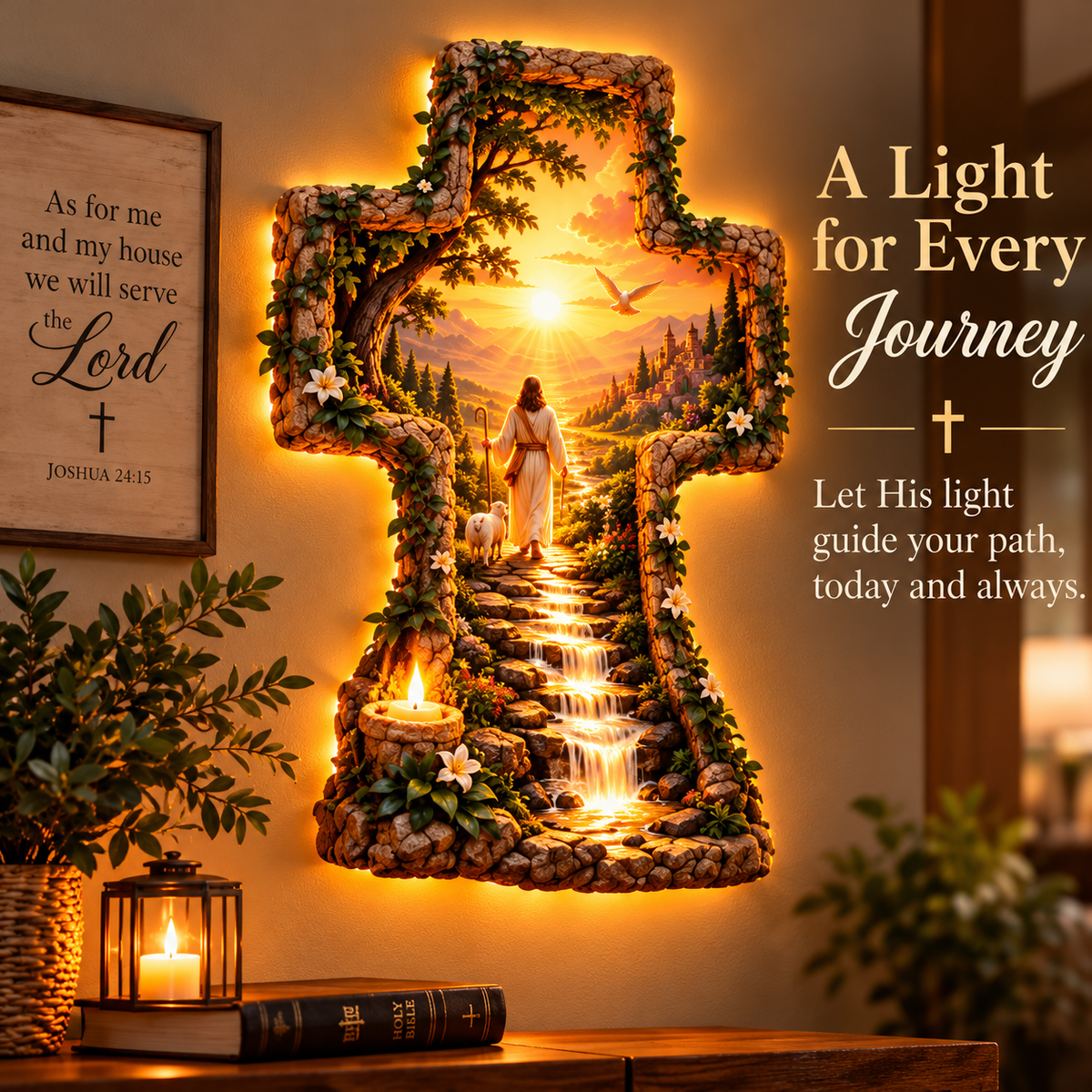 ✨ The Shepherd's Light™ – Illuminated Jesus Cross Wall Art | Faith-inspired Home Decor & Gifts
