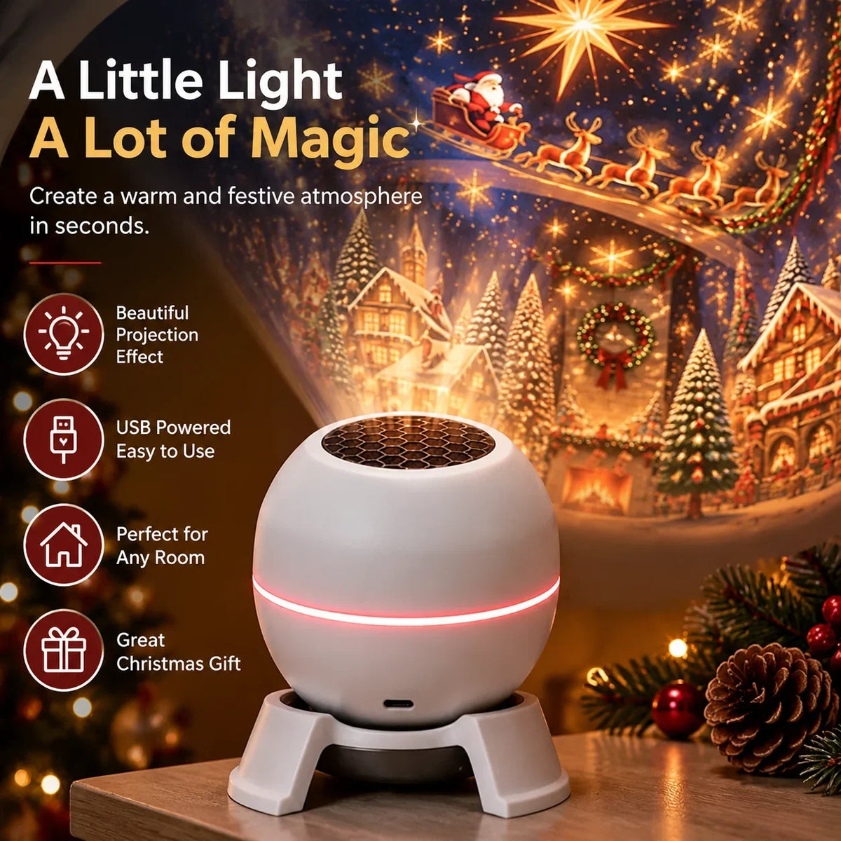 🔥CHIRSTMAS HOT SALE 50% OFF-🎅 Turn Any Room Into a Christmas Wonderland – Holiday Projection Night Light
