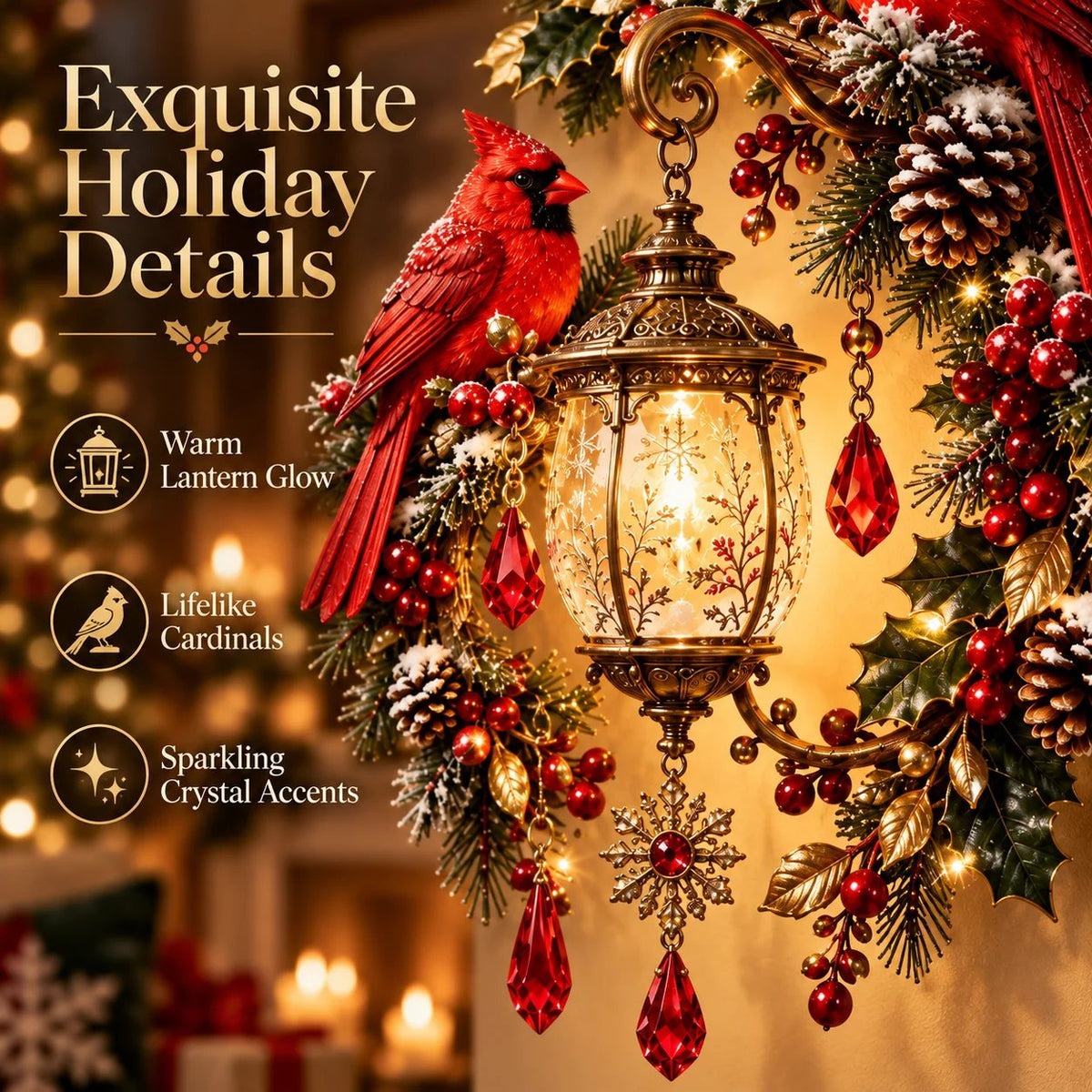 🔥Cardinal Christmas Lantern Glow™ – Lighted Holiday Wall Decor