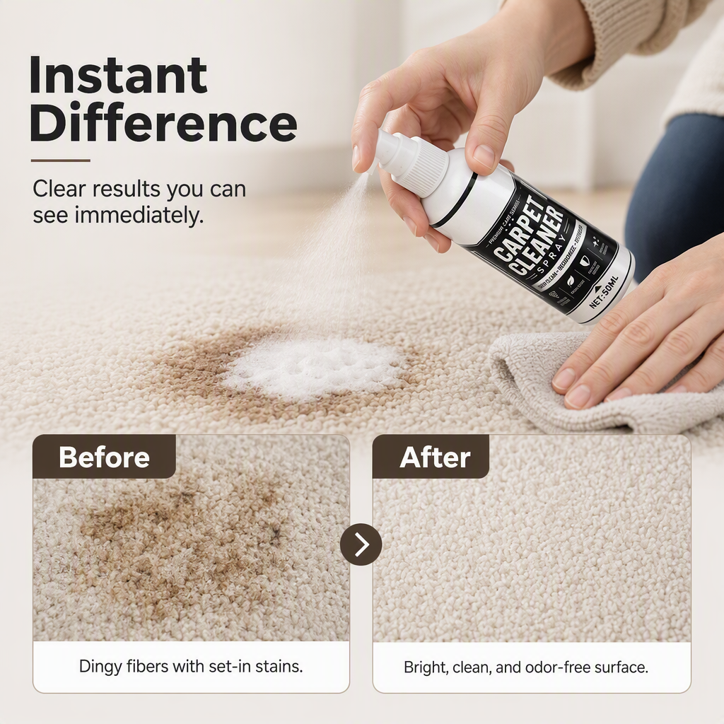 📢📢50% OFF!!🧼✨ Deep-cleaning carpet spray – removes stubborn stains and neutralizes odors instantly!