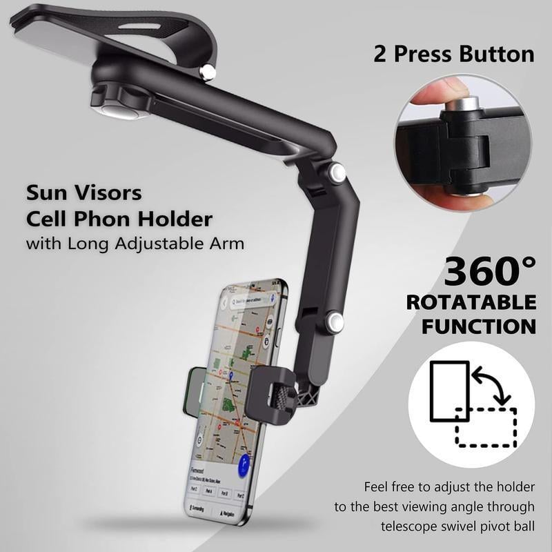 🔥HOT SALE-📱New 1080° Multi-function Sun Visor Universal 360 Degree Rotating Phone Holder✨