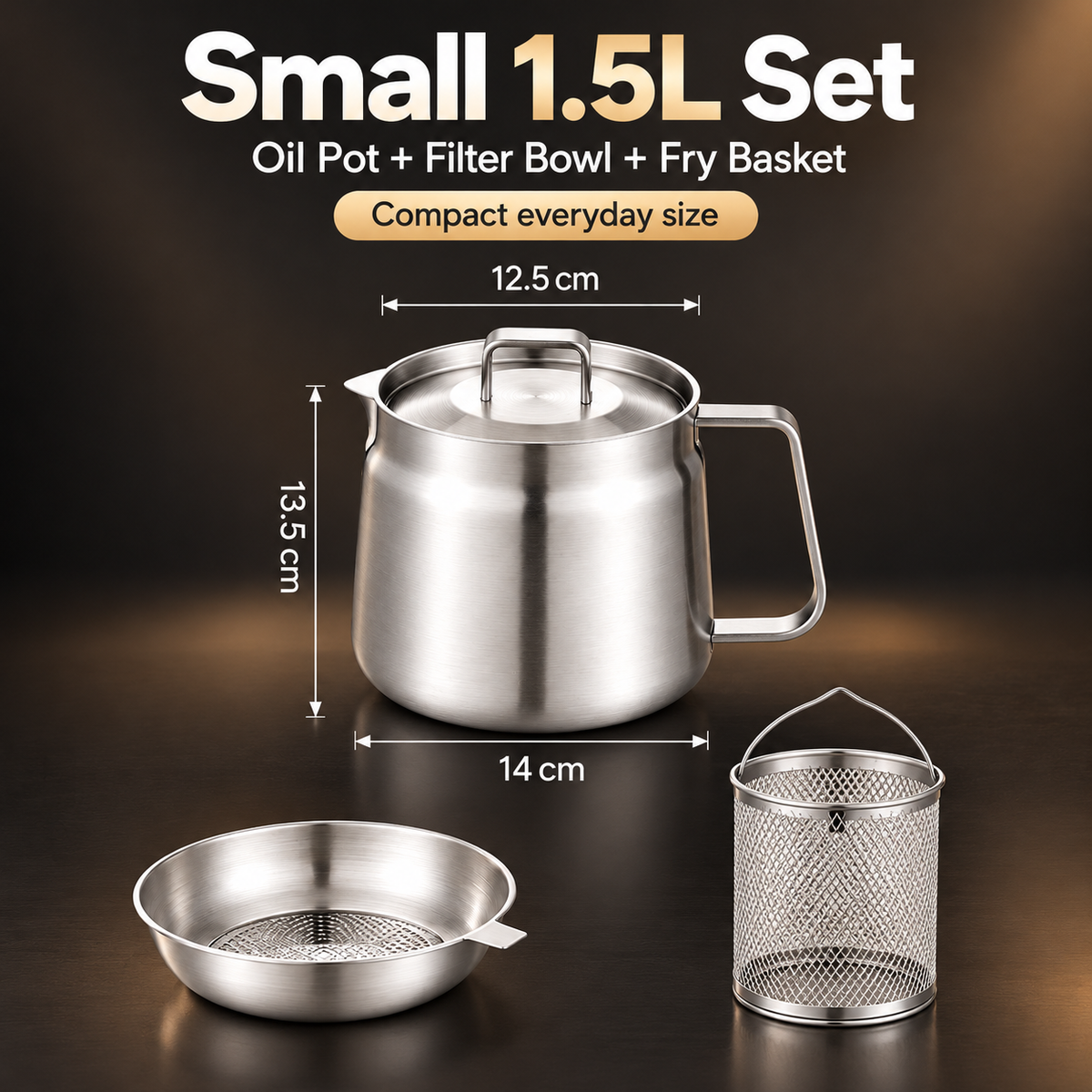 🔥Best Sale🔥-🍟 3-in-1 Stainless Steel Deep Fryer Pot with Oil Filter & Fry Basket