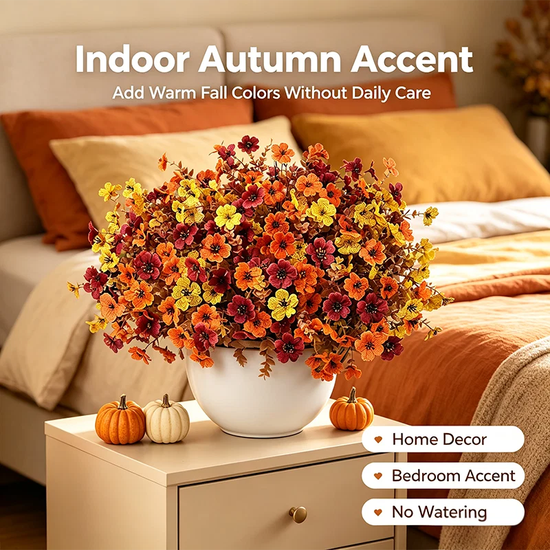 Fall Artificial Flower Halloween, UV Resistant Colorful Fake Flower