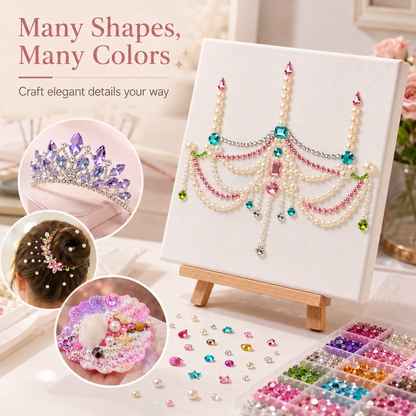 ✨ 3,500-Piece Rhinestone Sticker Kit – 12 Sheets of Sparkling 3D Gem & Pearl Stickers💎