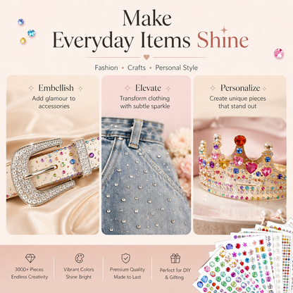 ✨ 3,500-Piece Rhinestone Sticker Kit – 12 Sheets of Sparkling 3D Gem & Pearl Stickers💎