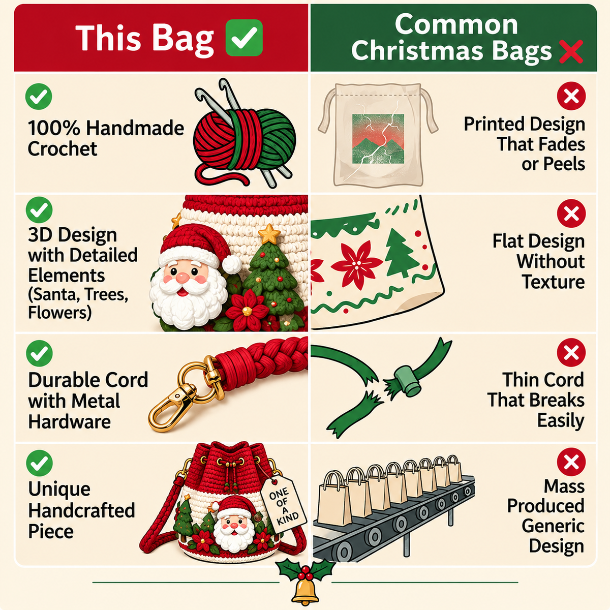 🎅Christmas Hot Sale🏆❤Hand-made Christmas bags