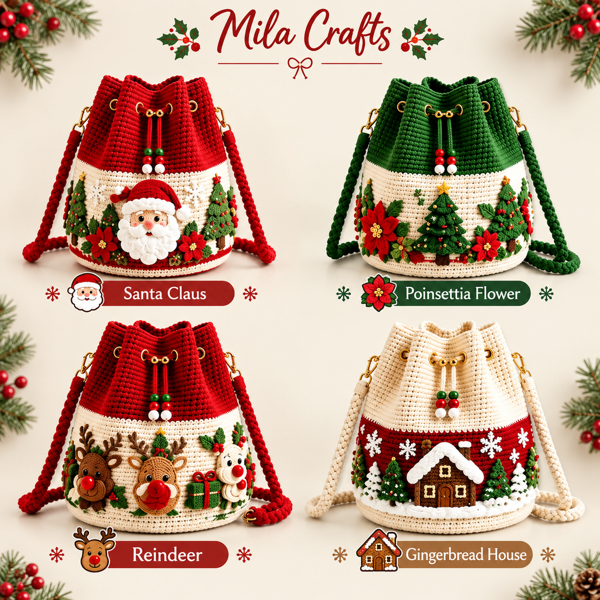 🎅Christmas Hot Sale🏆❤Hand-made Christmas bags