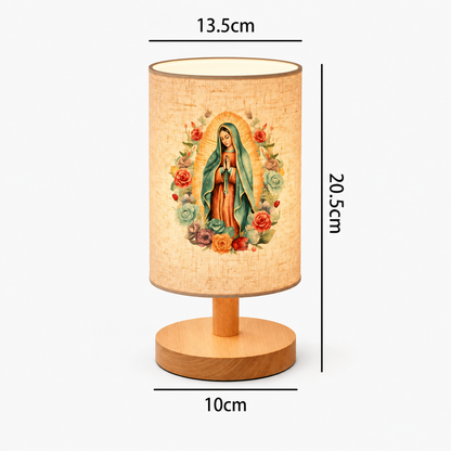 Virgin Mary Pattern Wooden Table Lamp