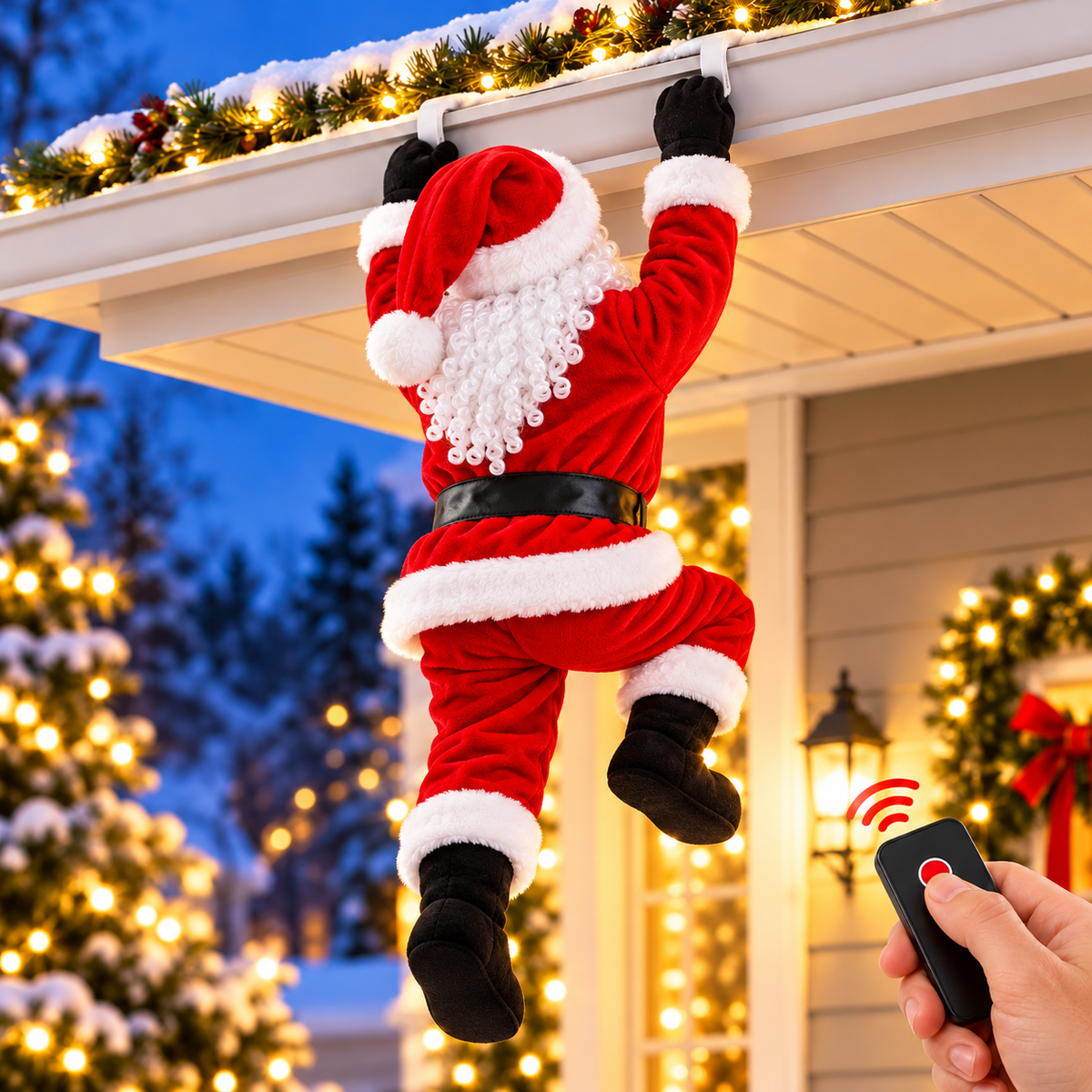🎅🎄 Climbing Santa™ – Animated Christmas Roof & Gutter Hanging Decoration | Watch Santa Try to Climb Your Roof! 🎁