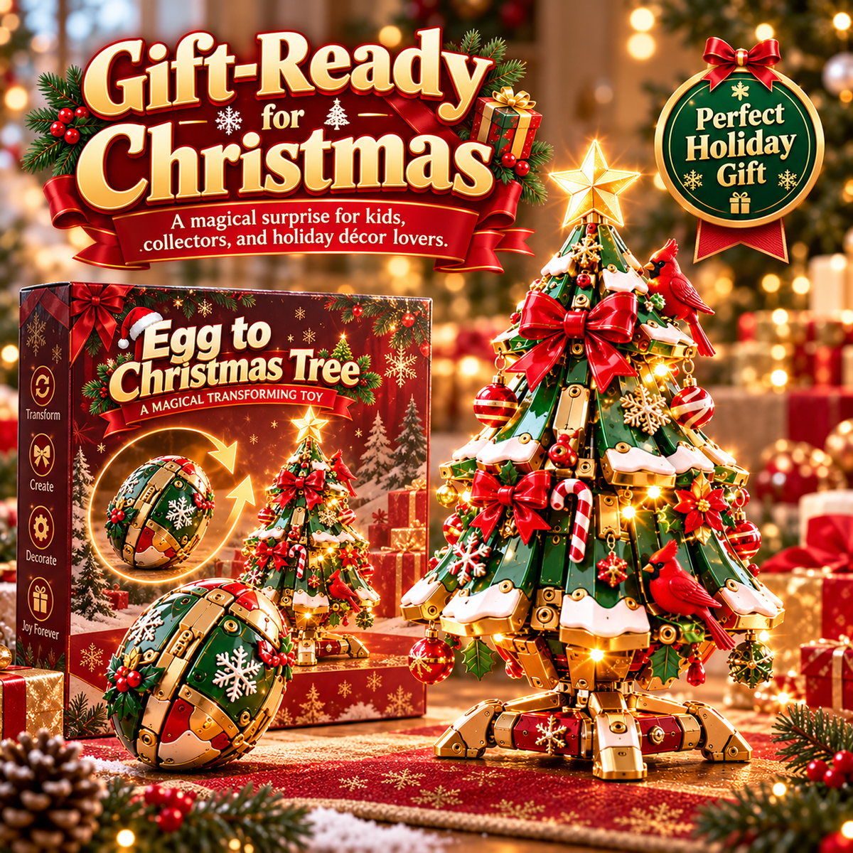 🔥 LAST DAY 50% OFF 🔥 Egg-to-Christmas Tree™ Magical Transforming Toy – Christmas Tree Holiday Gift 🎄🎁✨