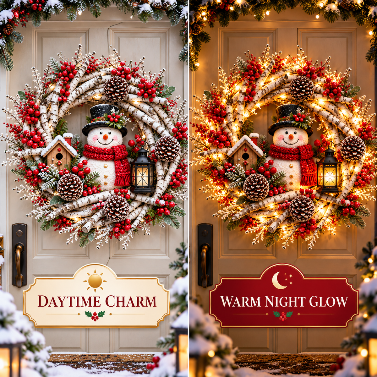 🔥 LAST DAY 49% OFF 🔥 Snowy Birch Cardinal Wreath™ – Lighted Christmas Door Wreath with Paired Red Cardinals, Berries & Pinecones ❤️🎄✨