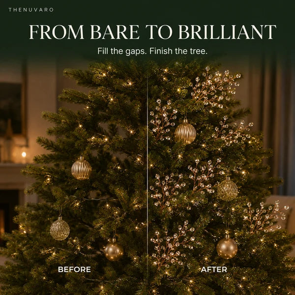 Crystal Beaded Christmas Tree Branch Picks – Instant Sparkle & Fuller Holiday Décor