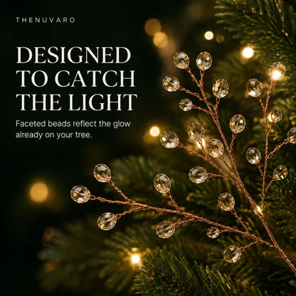 Crystal Beaded Christmas Tree Branch Picks – Instant Sparkle & Fuller Holiday Décor