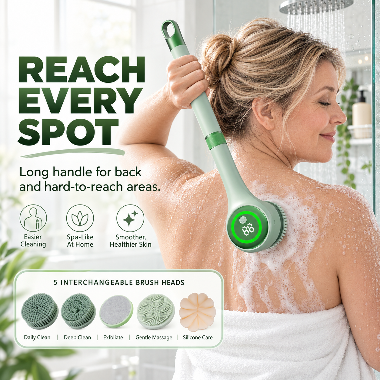 🚿 5-in-1 Electric Body Scrubber with Long Handle – Effortless Deep Cle ...