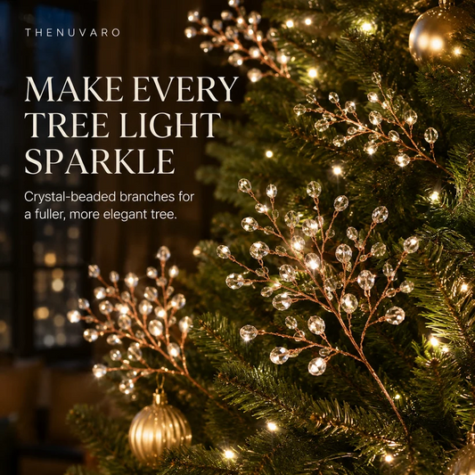 Crystal Beaded Christmas Tree Branch Picks – Instant Sparkle & Fuller Holiday Décor
