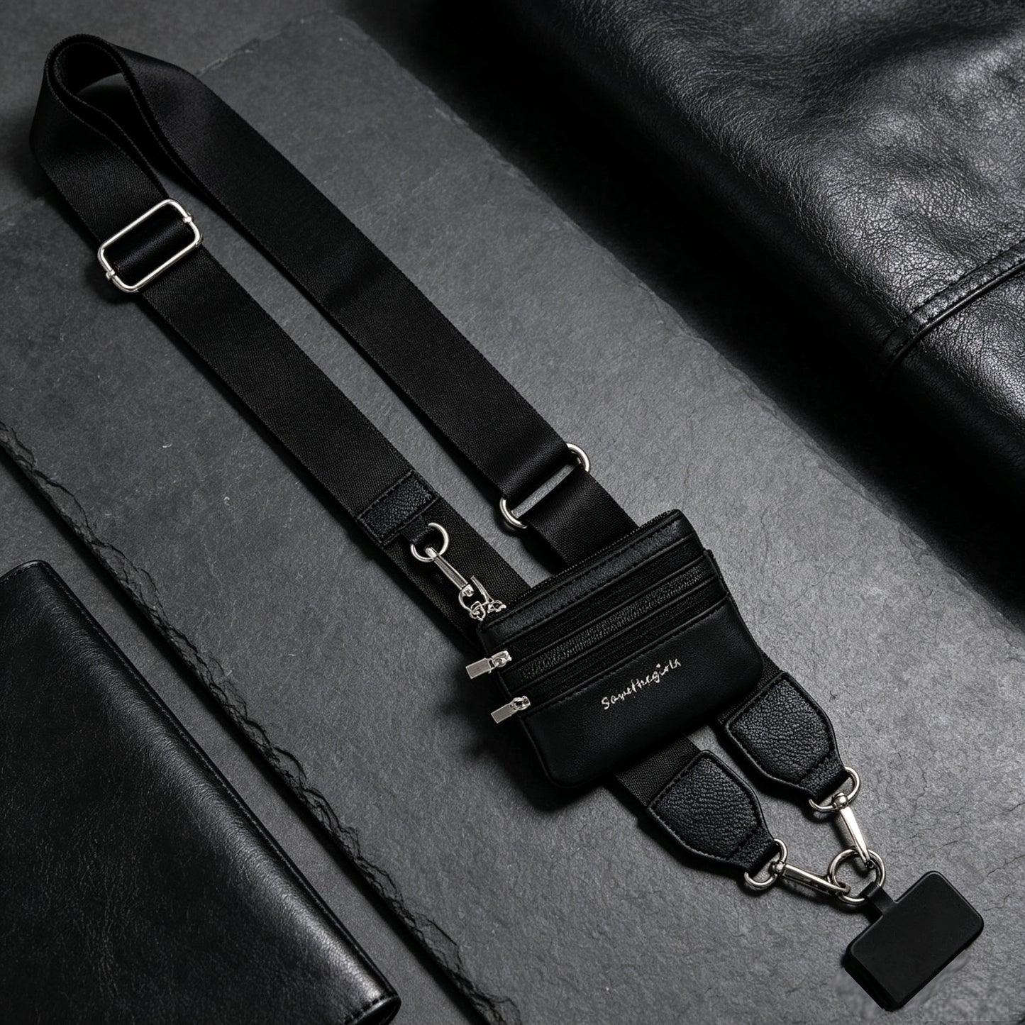 Phone Strap With Zippered Pouch