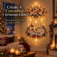 Illuminated Christmas Tree & Village Wall Hanging