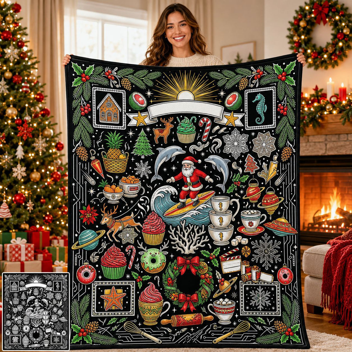 🎨DIY Christmas Coloring Blanket – Color-Your-Own Holiday Family Activity🎄