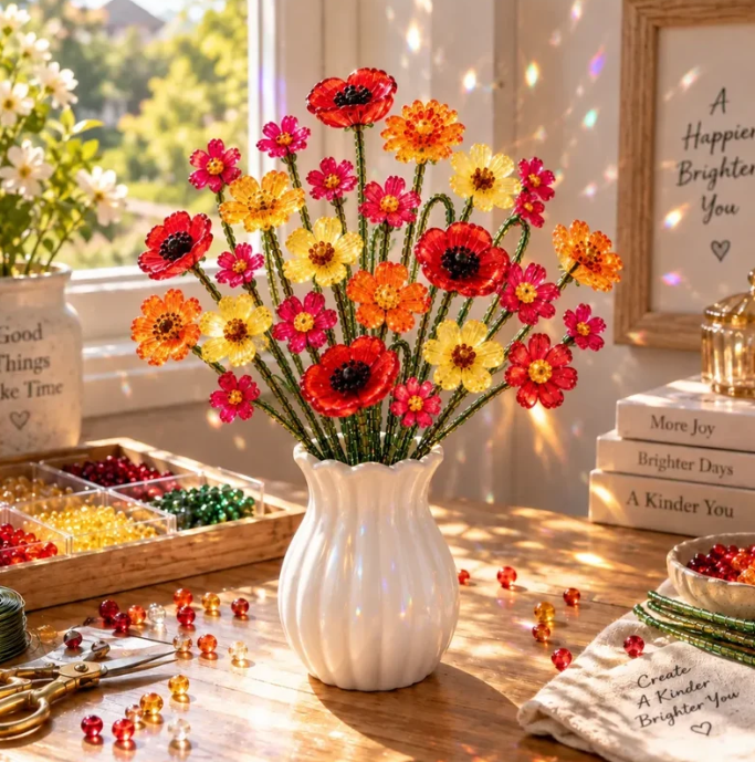 🌼✨DIY Beaded Wildflower Bouquet Kit – Handmade Crystal Flower Craft Set🌸✨